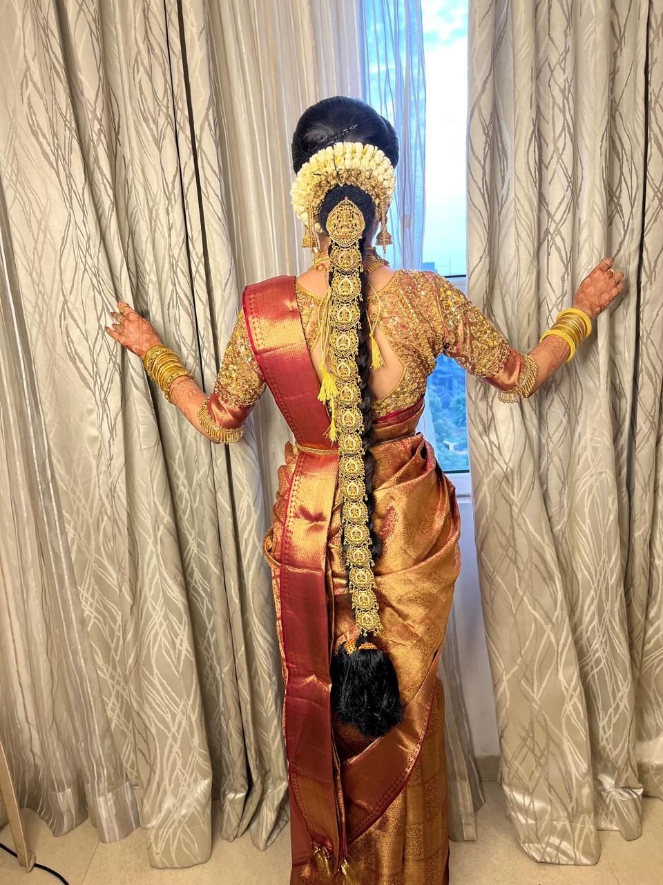 Wedding hairstyle and hair styling by Anu Rotrico, Chennai