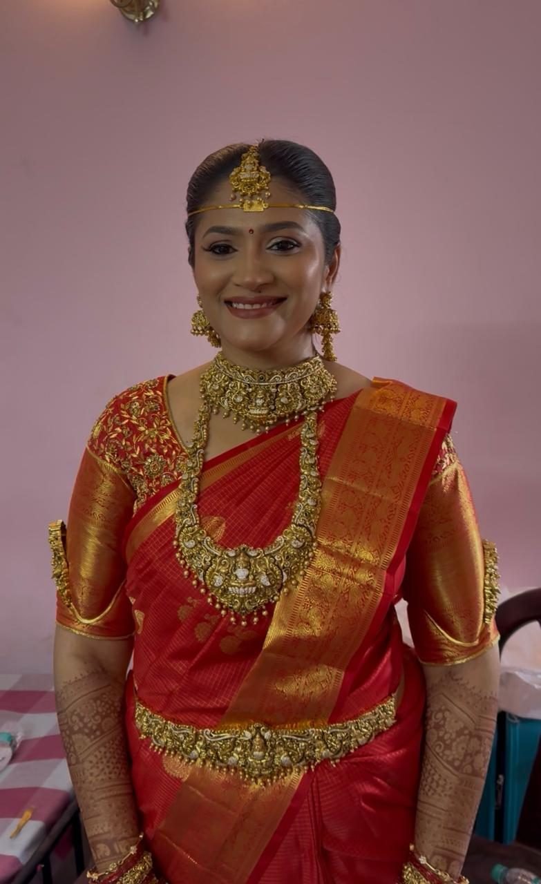 Traditional South Indian bridal makeup by Anu Rotrico, Chennai