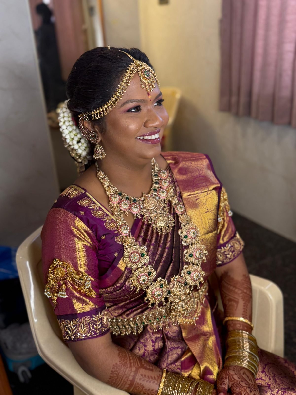 Tamil bride in HD bridal makeup by Anu Rotrico, Chennai