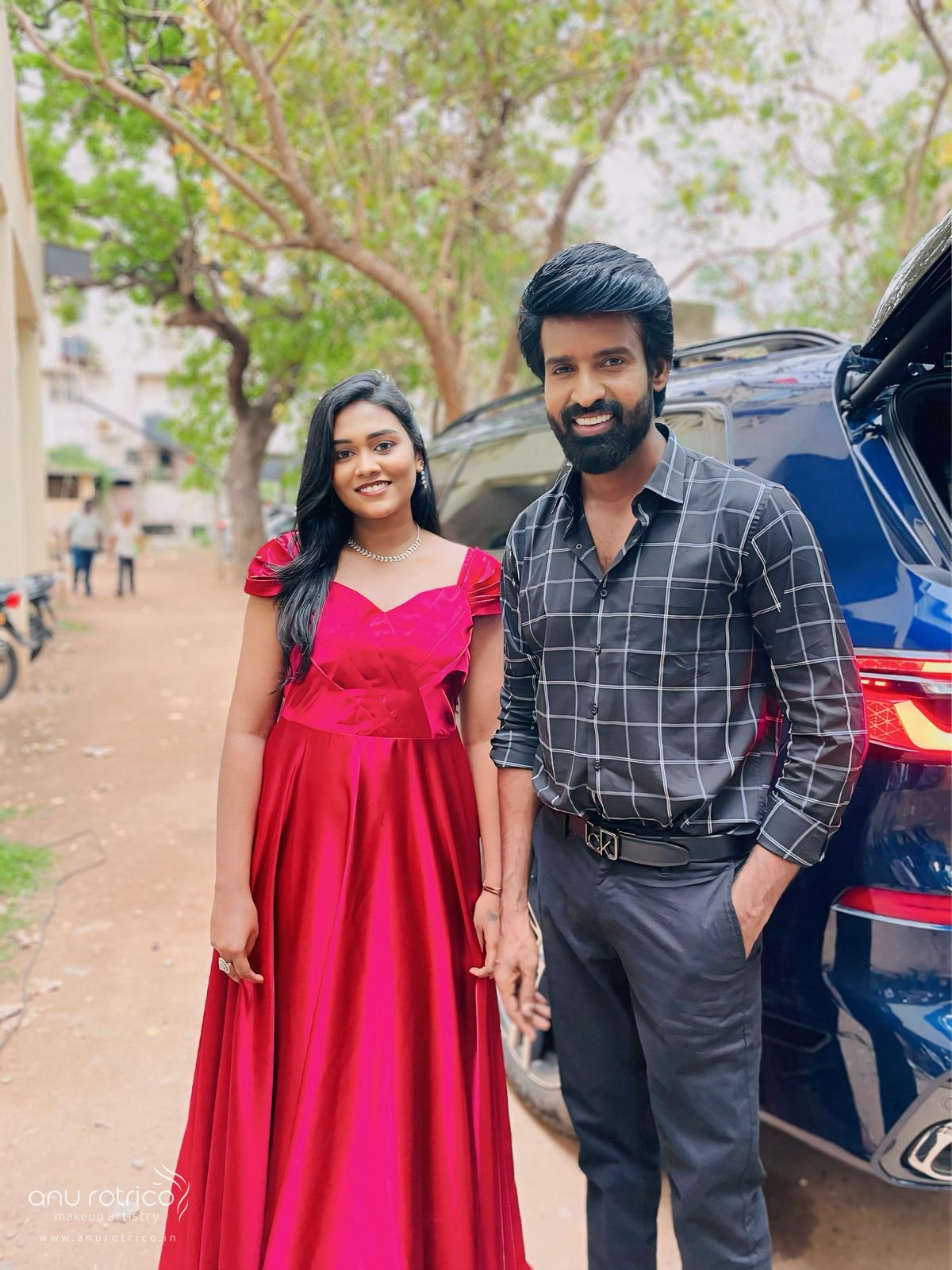 Actor Soori with celebrity makeup artist Anu Rotrico, Chennai