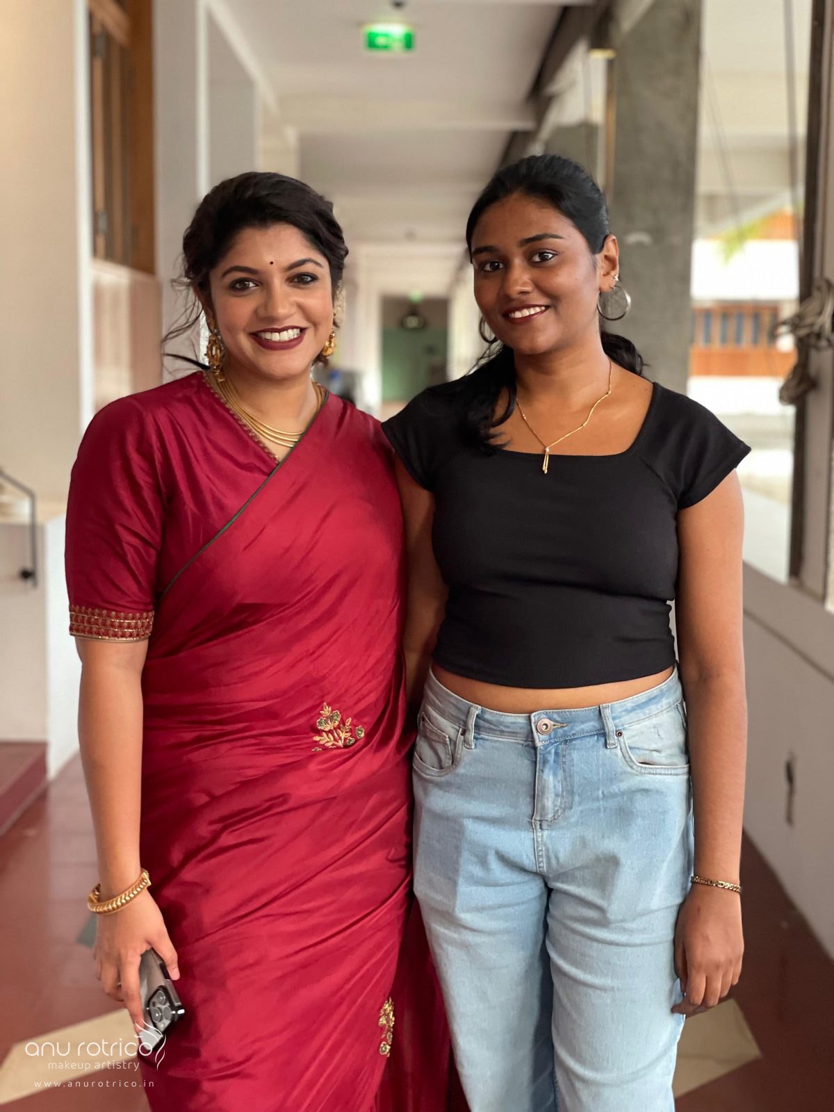Actress Aparna Balamurali with celebrity makeup artist Anu Rotrico, Chennai