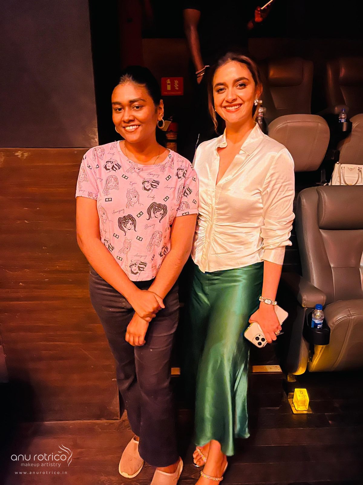 Actress Keerthy Suresh with celebrity makeup artist Anu Rotrico, Chennai