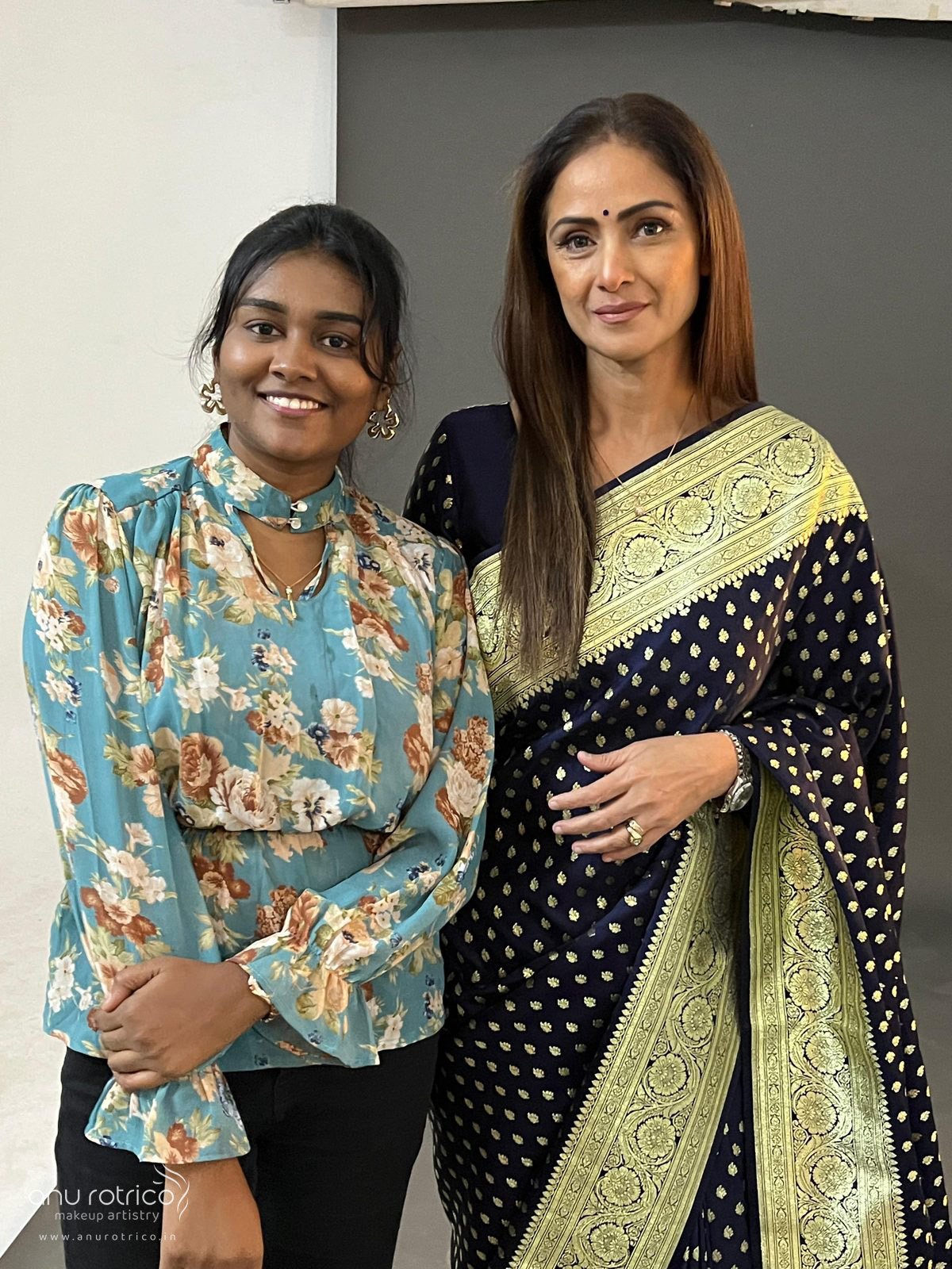 Actress Simran with celebrity makeup artist Anu Rotrico, Chennai