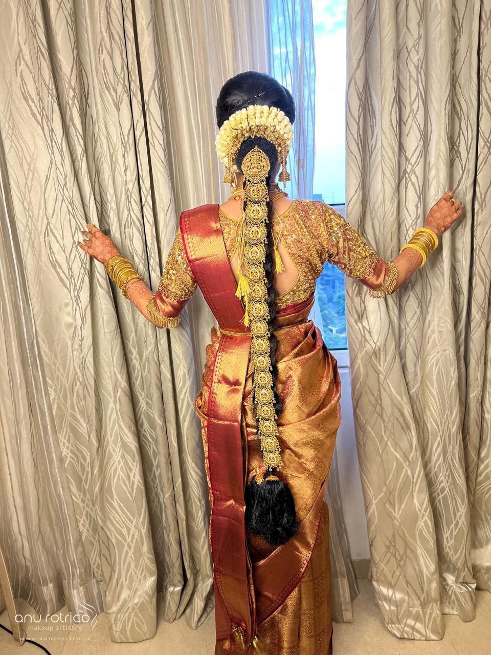 Wedding hairstyle and hair styling by Anu Rotrico, Chennai