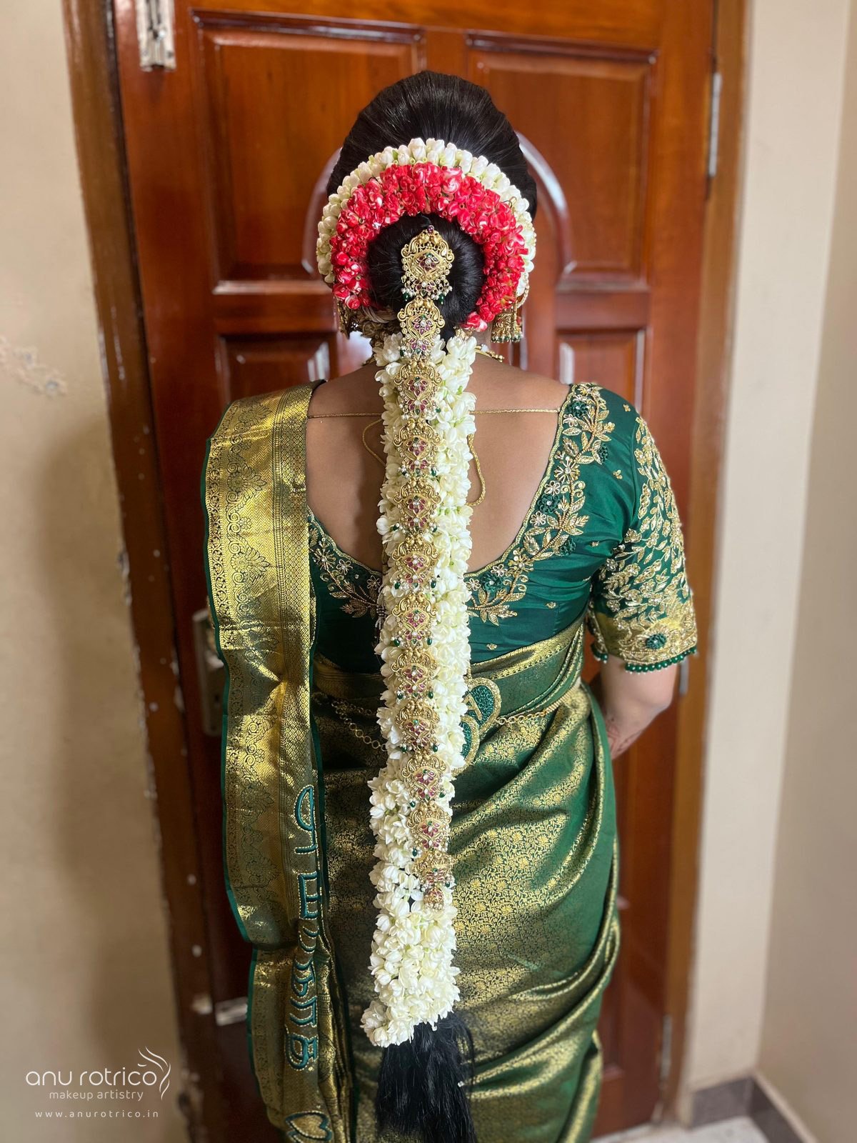 Wedding hairstyle and hair styling by Anu Rotrico, Chennai