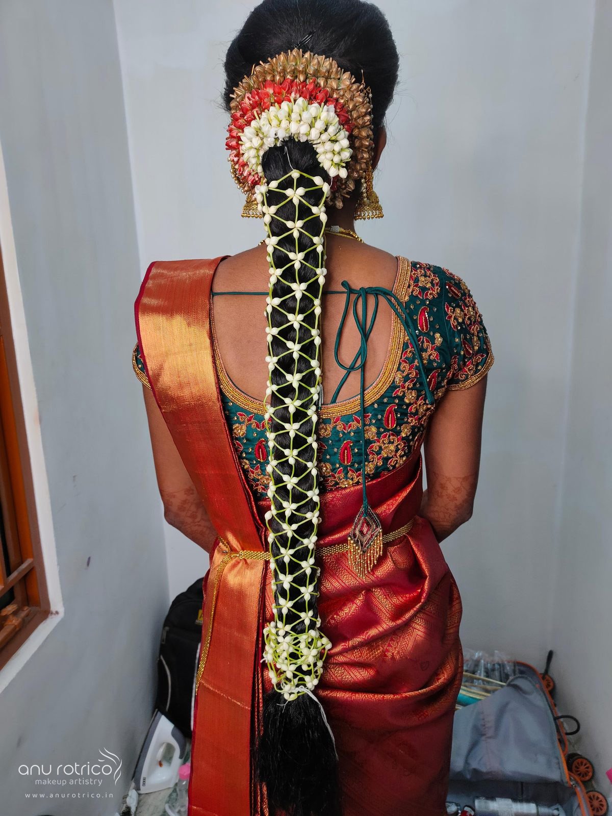 Wedding hairstyle and hair styling by Anu Rotrico, Chennai