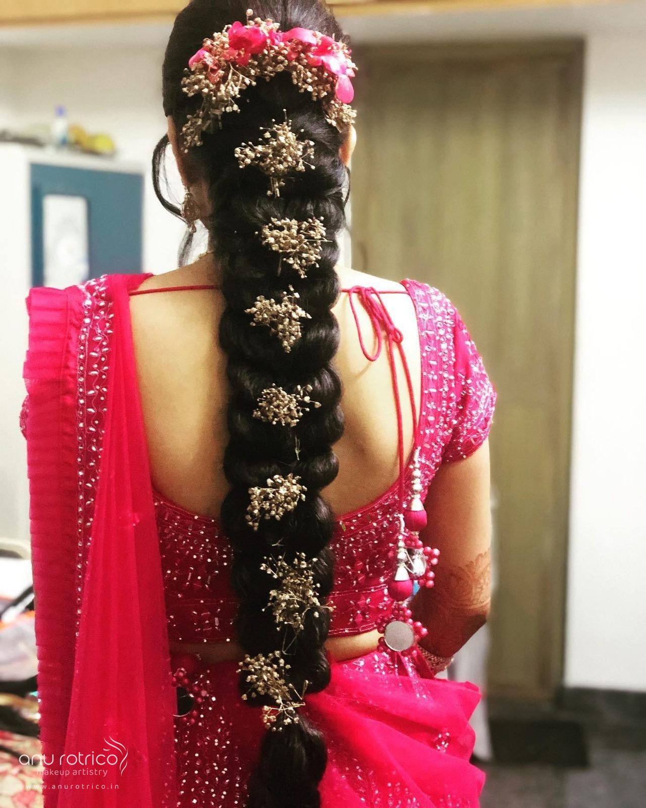 Wedding hairstyle and hair styling by Anu Rotrico, Chennai
