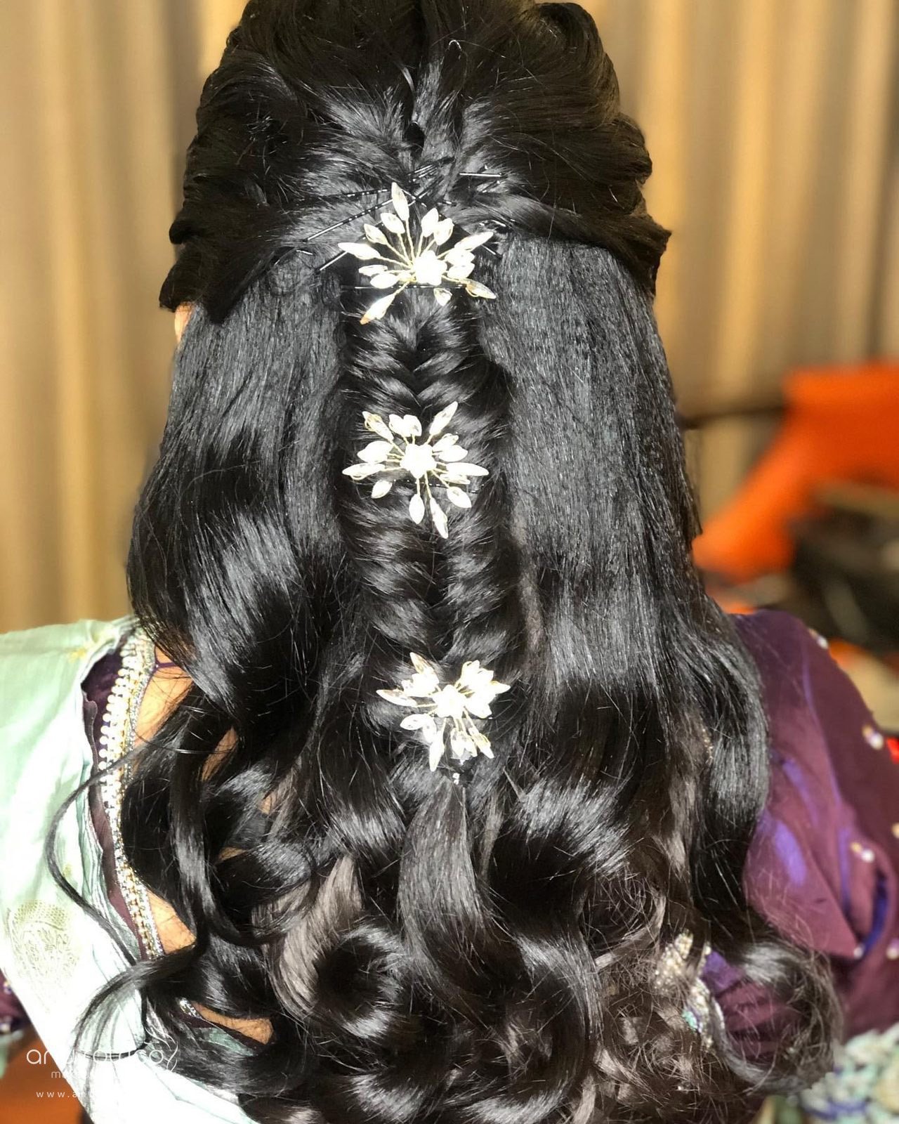 Wedding hairstyle and hair styling by Anu Rotrico, Chennai