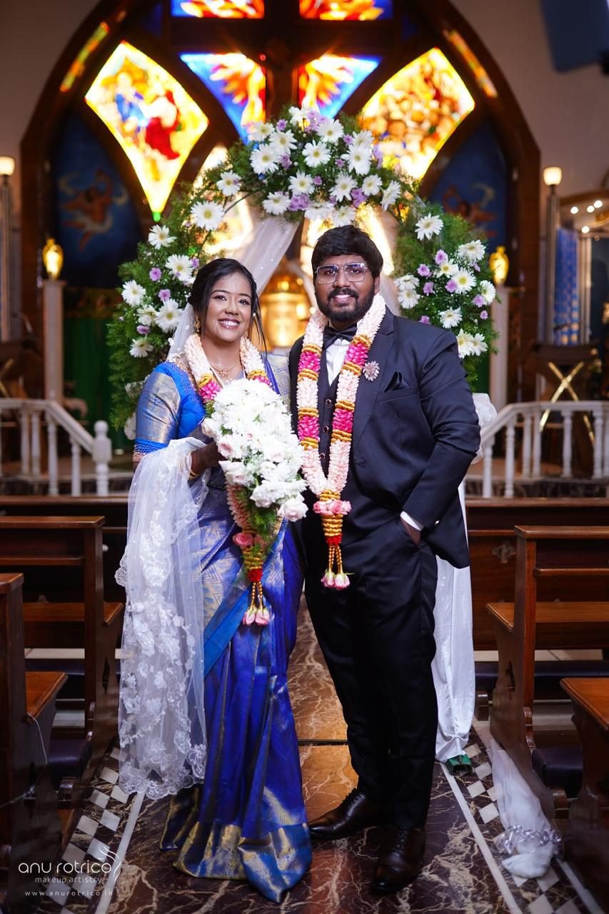 Christian wedding makeup and hair by Anu Rotrico, Chennai