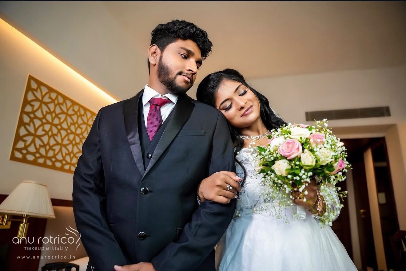 Christian wedding makeup and hair by Anu Rotrico, Chennai