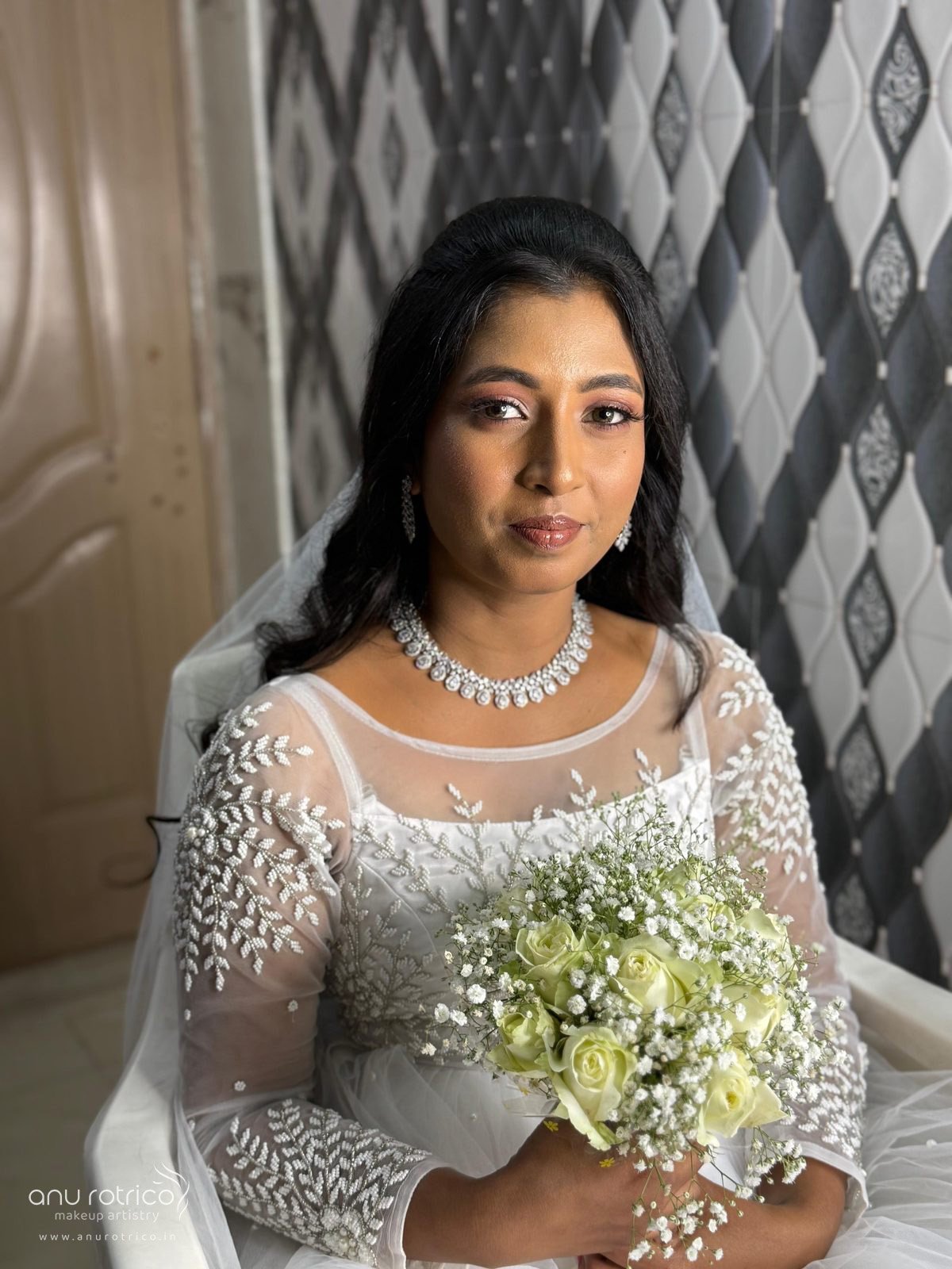 Christian wedding makeup and hair by Anu Rotrico, Chennai