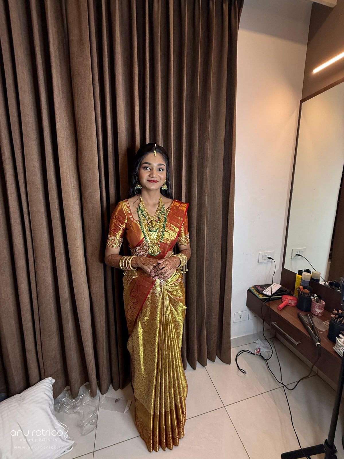 Soft engagement-day makeup by Anu Rotrico, Chennai