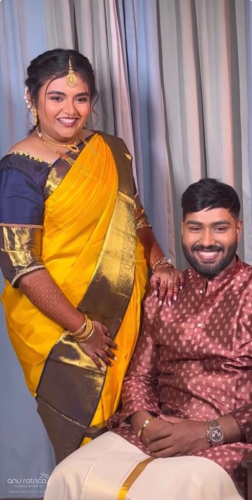 Soft engagement-day makeup by Anu Rotrico, Chennai