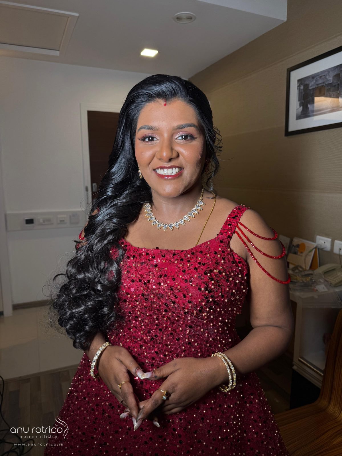 Wedding reception makeup by Anu Rotrico, Chennai