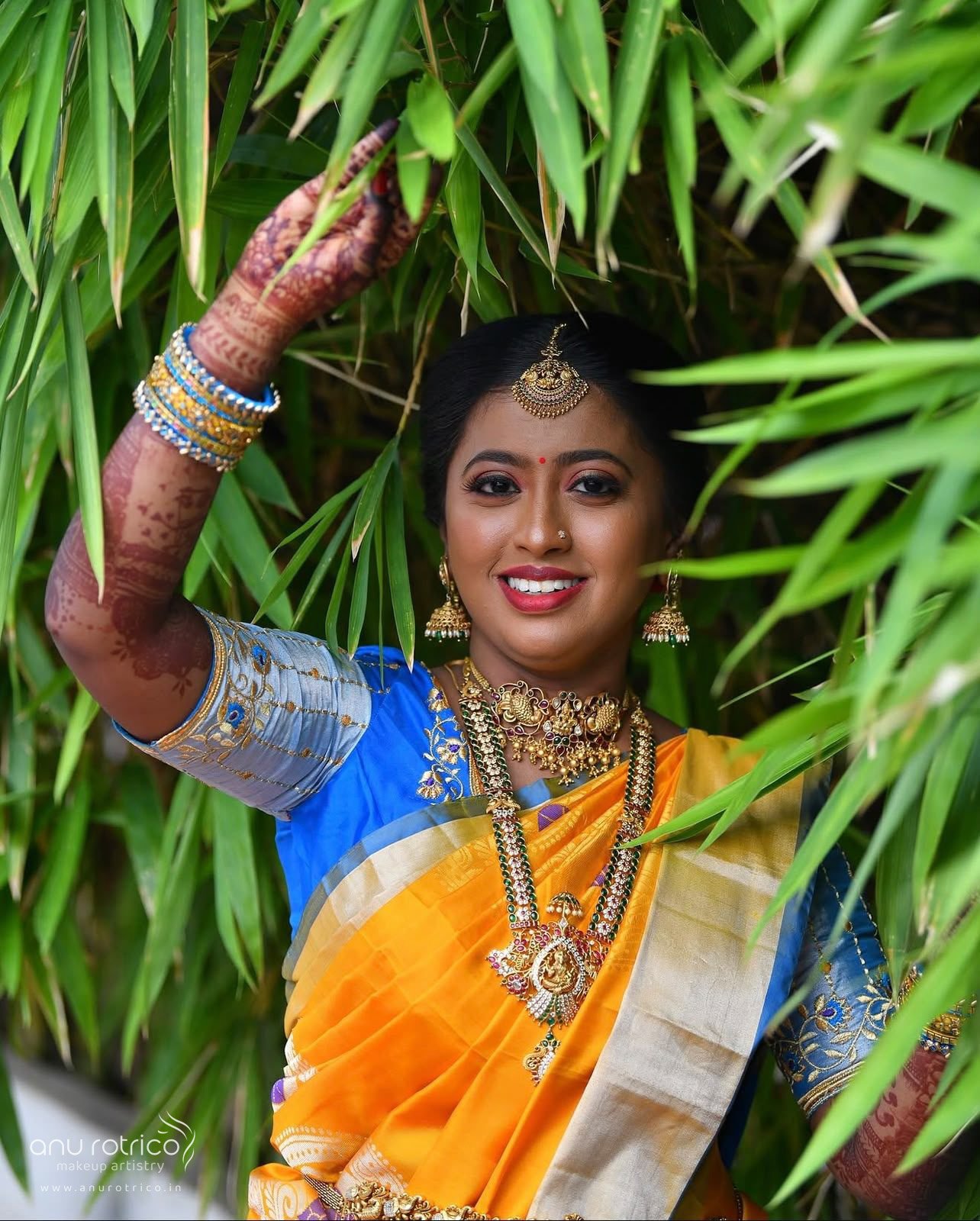 Traditional bridal makeup and hairstyling by Anu Rotrico, Chennai