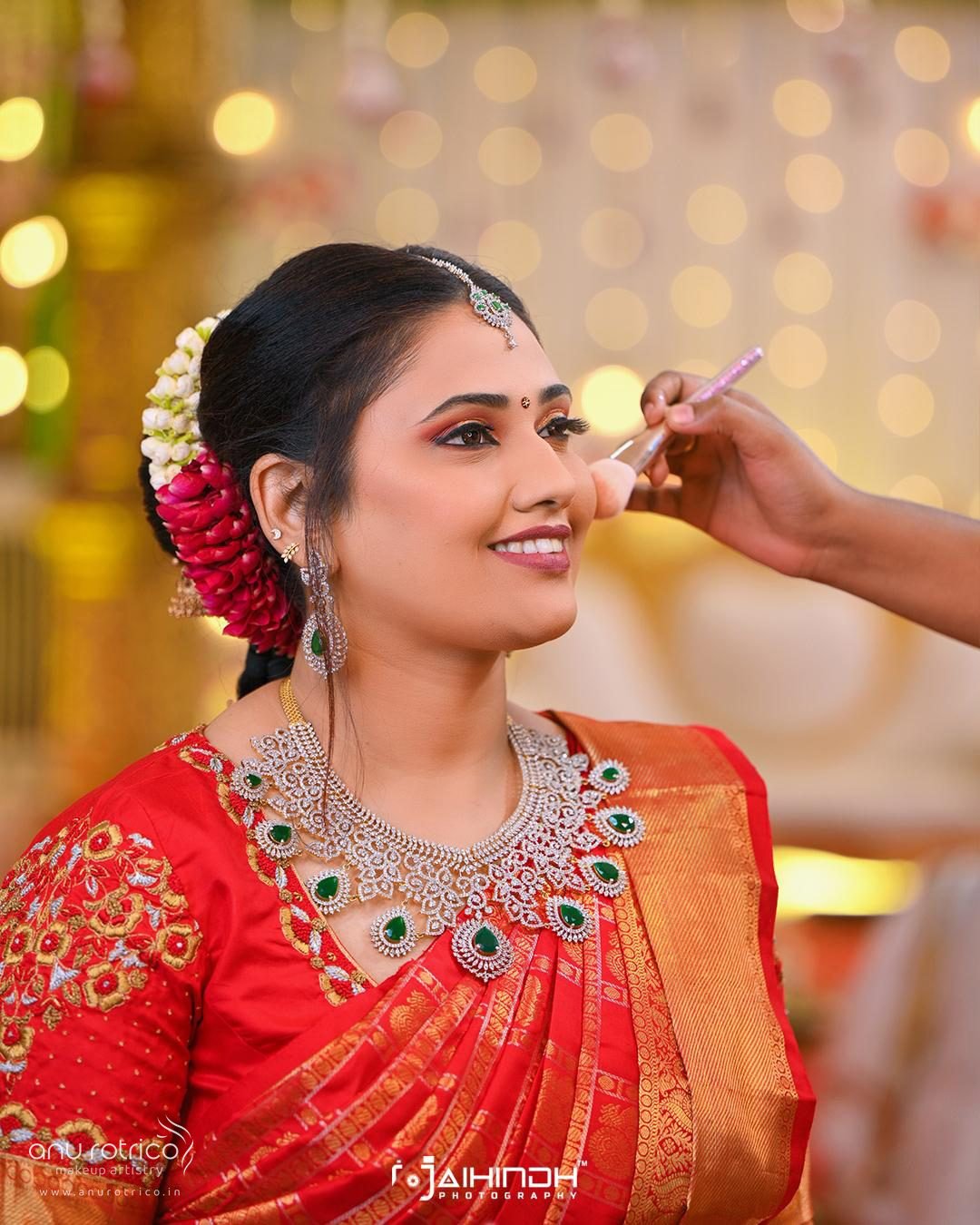 Tamil bride in HD bridal makeup by Anu Rotrico, Chennai