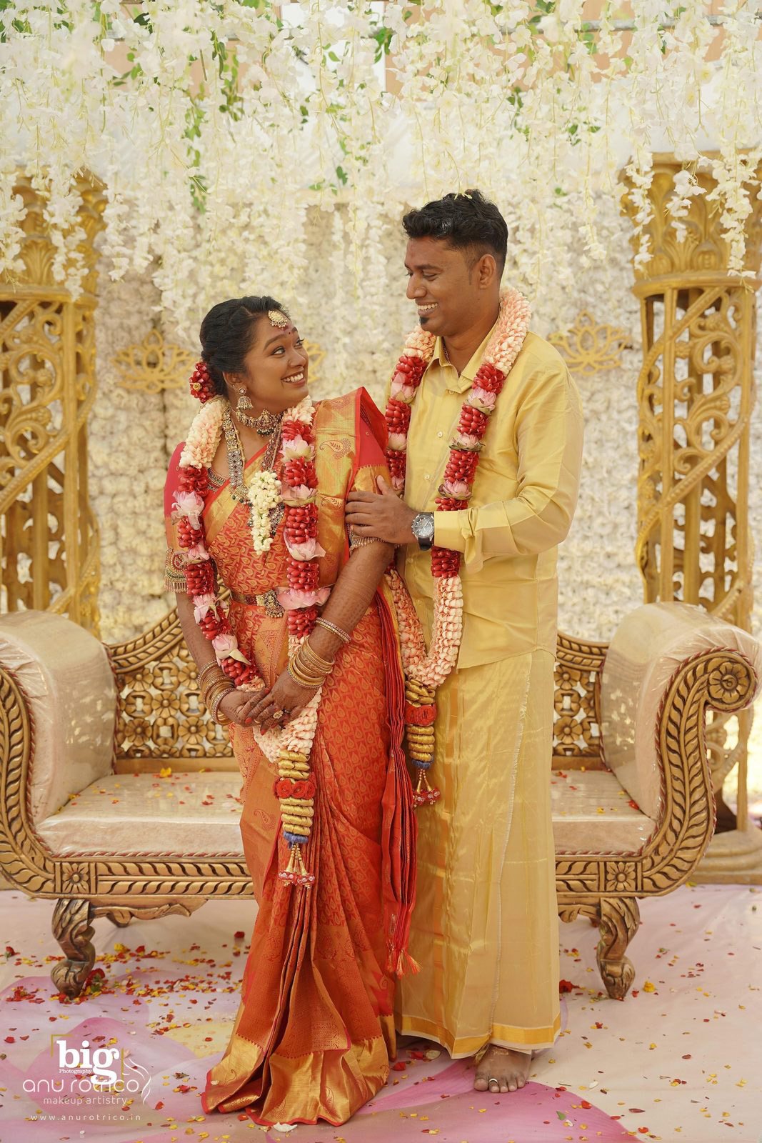Traditional bridal makeup and hairstyling by Anu Rotrico, Chennai