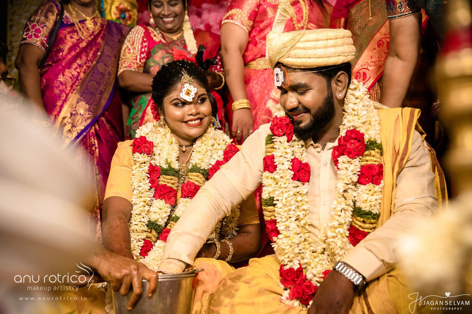 Traditional bridal makeup and hairstyling by Anu Rotrico, Chennai